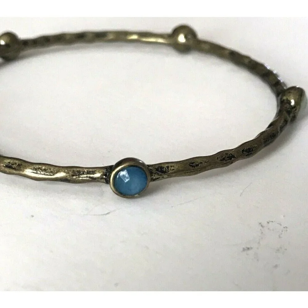 Multi Stone Bangle Gold Tone Blue And Smoky White